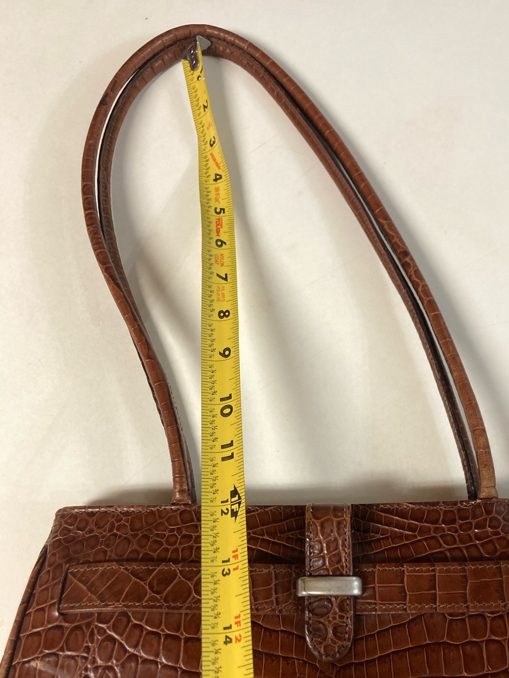 Italian Leather Cognac Croc Purse - Picture 10 of 14